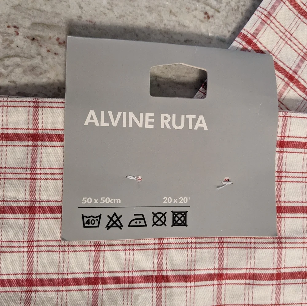 IKEA 100% Cotton Euro Pillow Sham Alvine RuTA Crisp Red & White Farmhouse Plaid